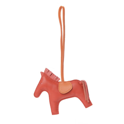 Hermes Milo Lambskin Grigri Rodeo Horse Bag Charm MM Rouge Rose Indien Jaipur Feu 1 of 4