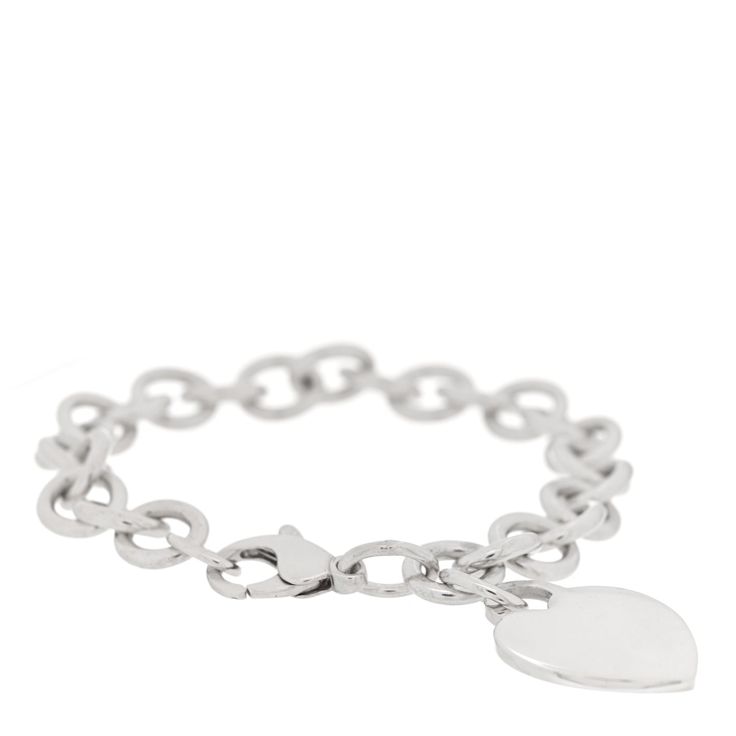 Sterling Silver Heart Tag Charm Bracelet