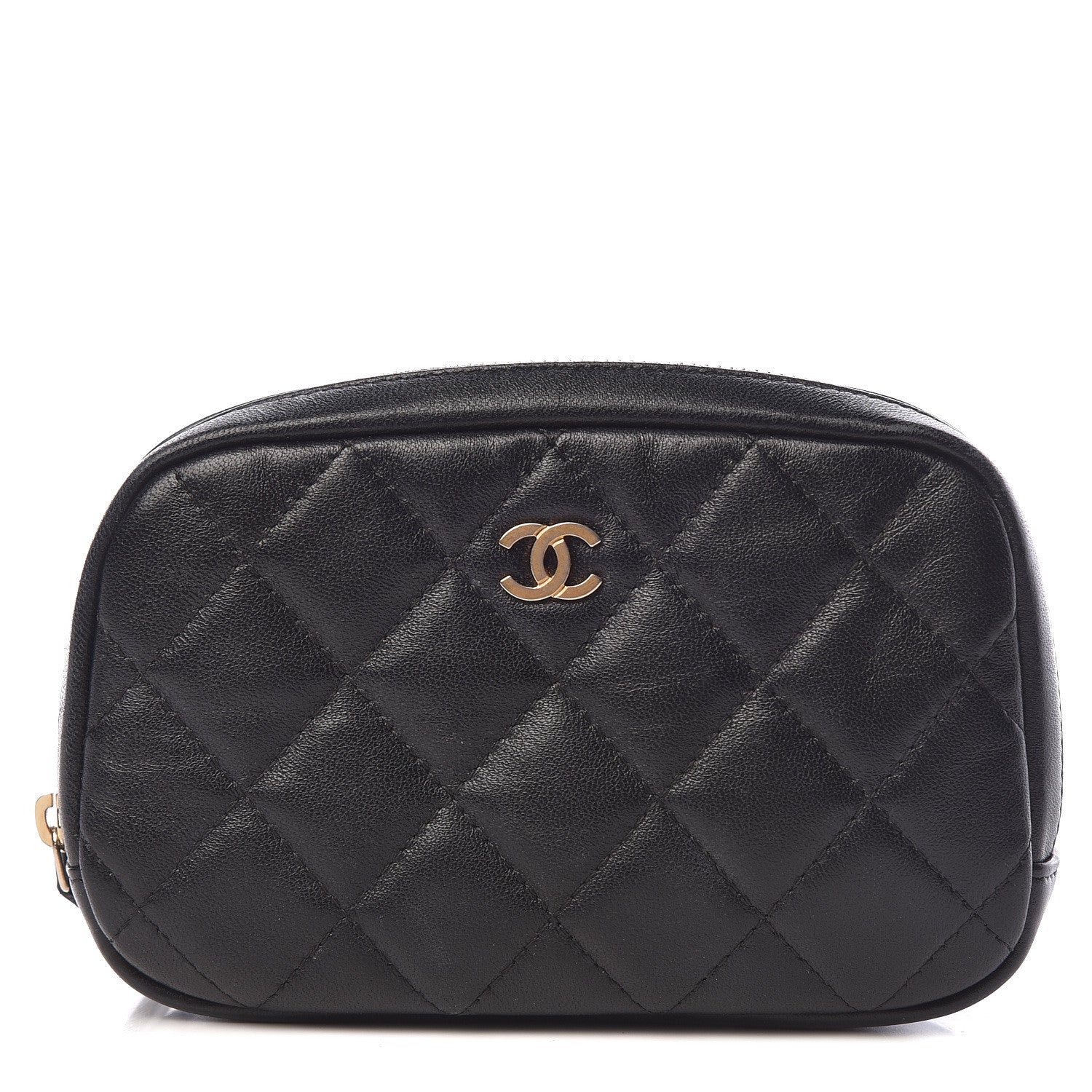 Chanel Lambskin Quilted Small Curvy Pouch Cosmetic Case Black 1 of 7