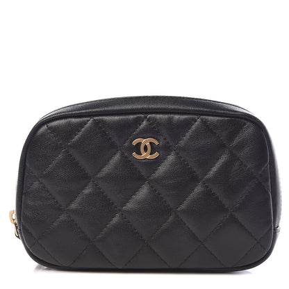 Chanel Lambskin Quilted Small Curvy Pouch Cosmetic Case Black 1 of 7