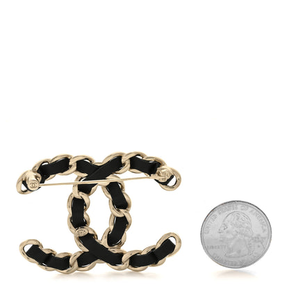Chanel Lambskin Chain CC Brooch Black Gold 2 of 4