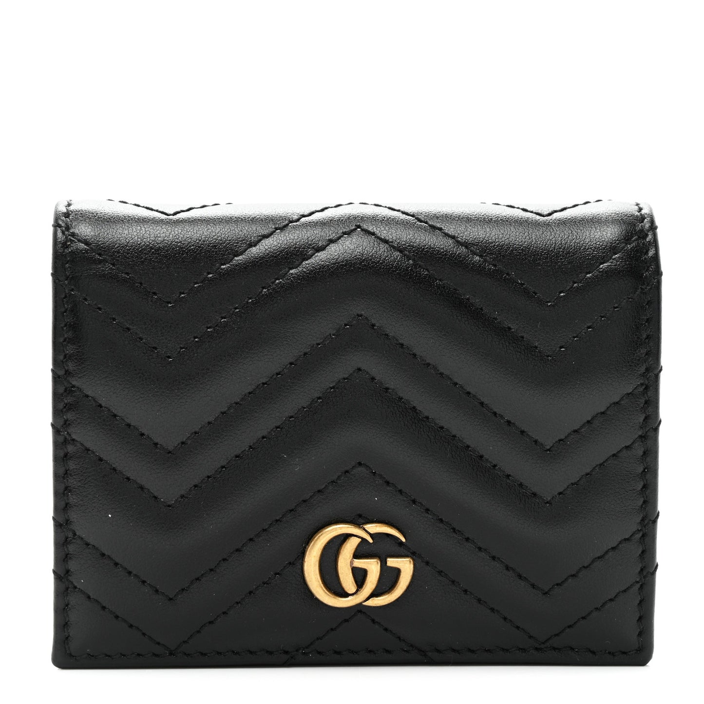 Calfskin Matelasse GG Marmont Card Case Wallet Black