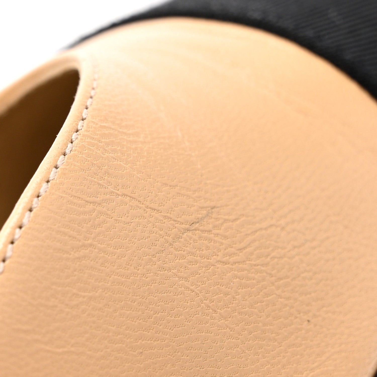 Chanel Goatskin Grosgrain Cap Toe CC Slingback Pumps 36 Beige Black 11 of 13