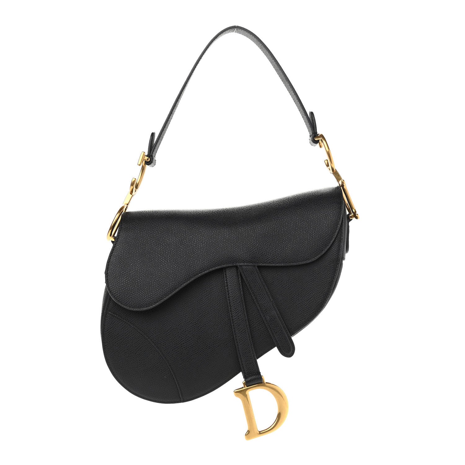 Christian Dior Grained Calfskin Saddle Bag Black 1 of 10
