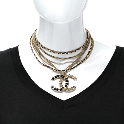 Chanel Lambskin Chain CC Multi Strand Necklace Gold Black 2 of 5