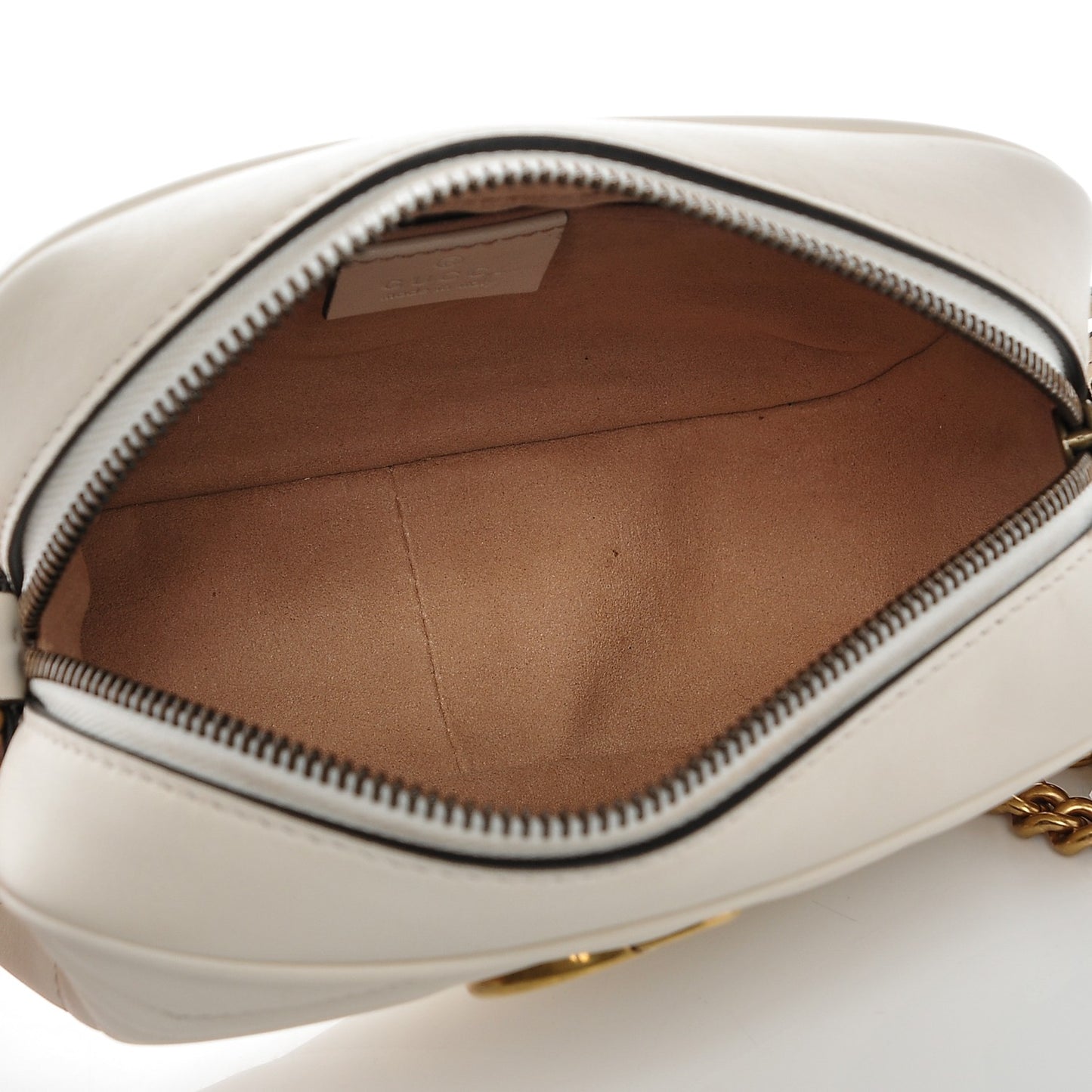 Calfskin Matelasse Mini GG Marmont Chain Shoulder Bag White