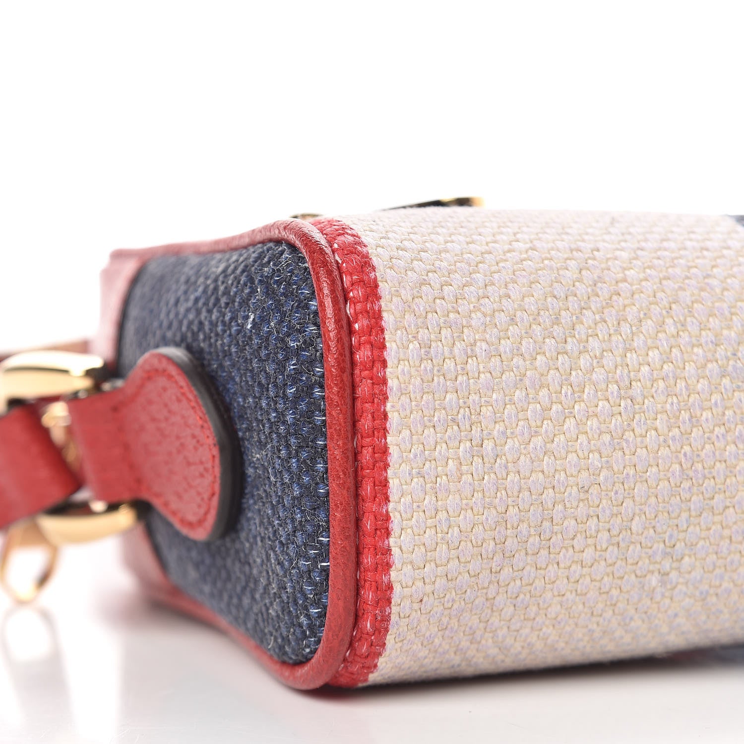 Gucci Canvas Sylvie Stripe Mini Ophidia Camera Bag Mystic White Hibiscus Red Maritime 9 of 11