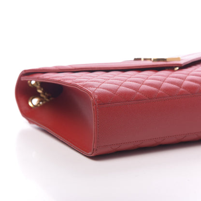 Saint Laurent Grain De Poudre Mixed Matelasse Large Triquilt Monogram Satchel New Red 7 of 9