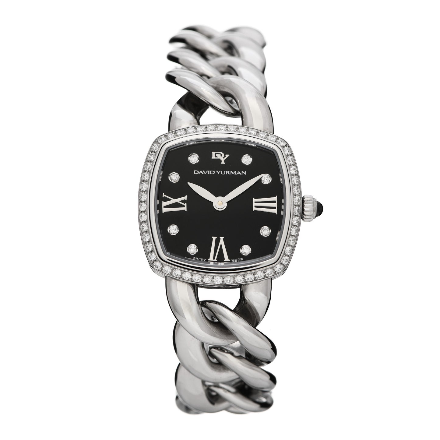 Stainless Steel Diamond Bezel 23mm Albion Quartz Watch Black