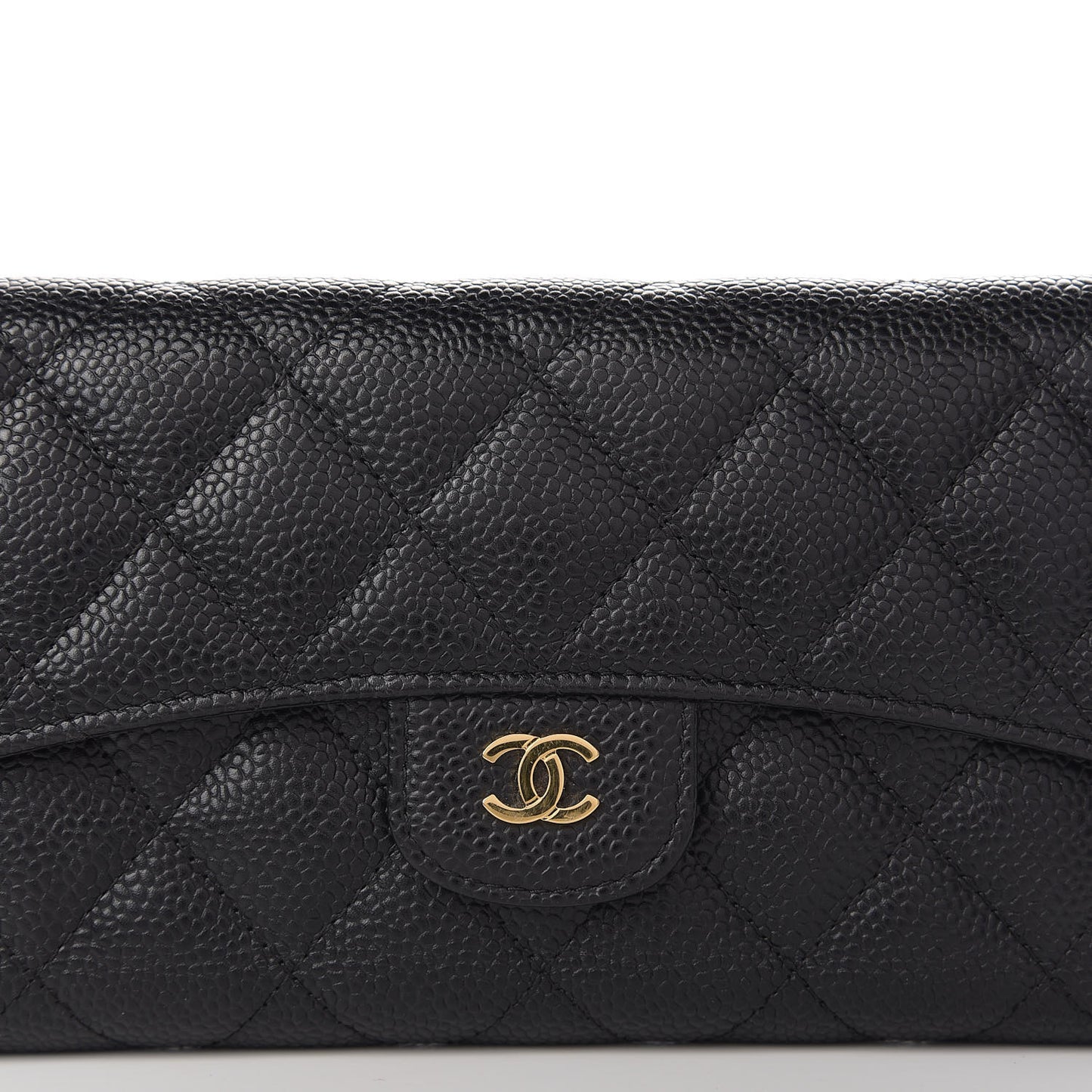 Caviar Quilted Large Flap Wallet Black