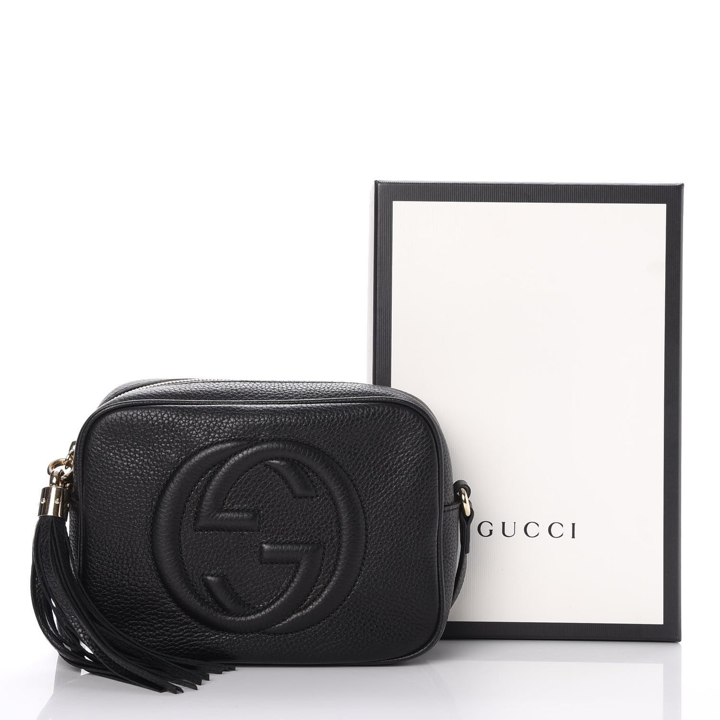 Pebbled Calfskin Small Soho Disco Bag Black