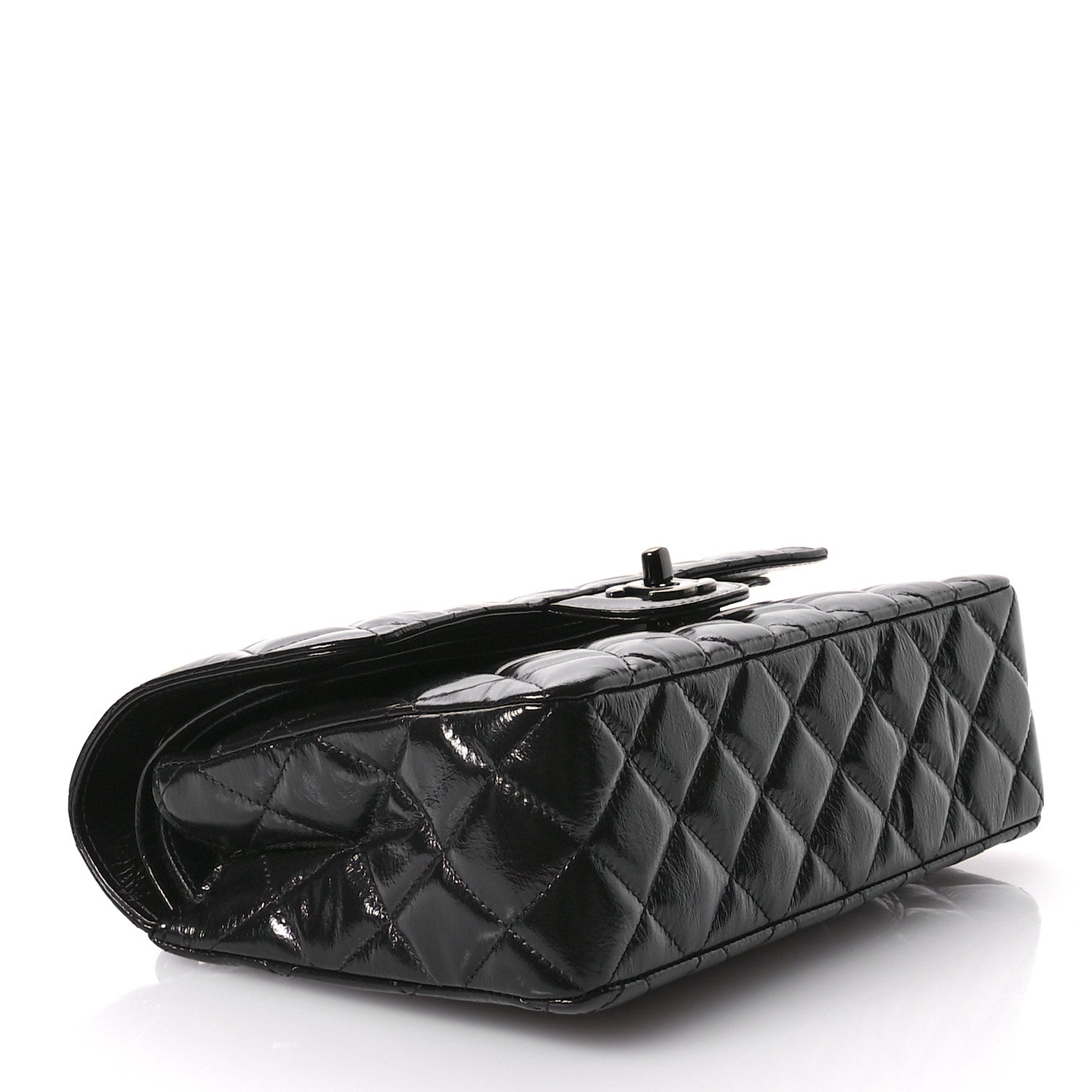 Chanel Shiny Crumpled Calfskin Quilted Small Double Flap So Black 3 of 10