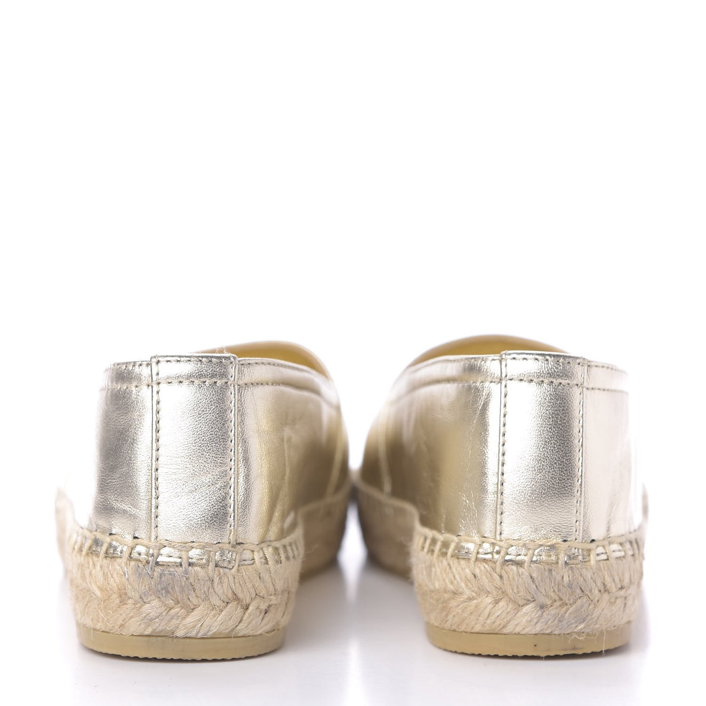 Metallic Lambskin Monogram Espadrilles 37 Platino