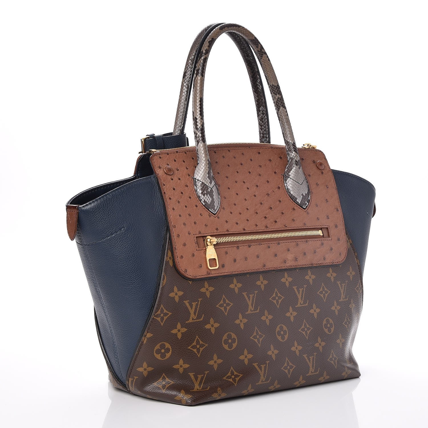 Louis Vuitton Ostrich Python Majestueux Tote MM Blue 4 of 8