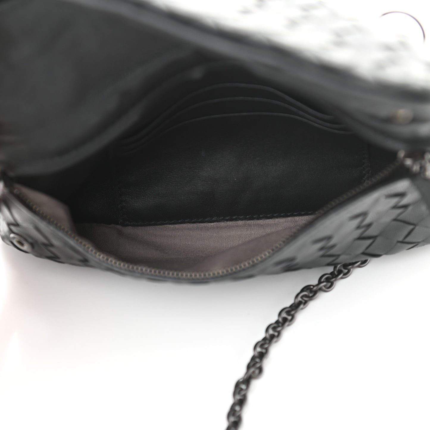 Nappa Intrecciato Small Chain Crossbody Black