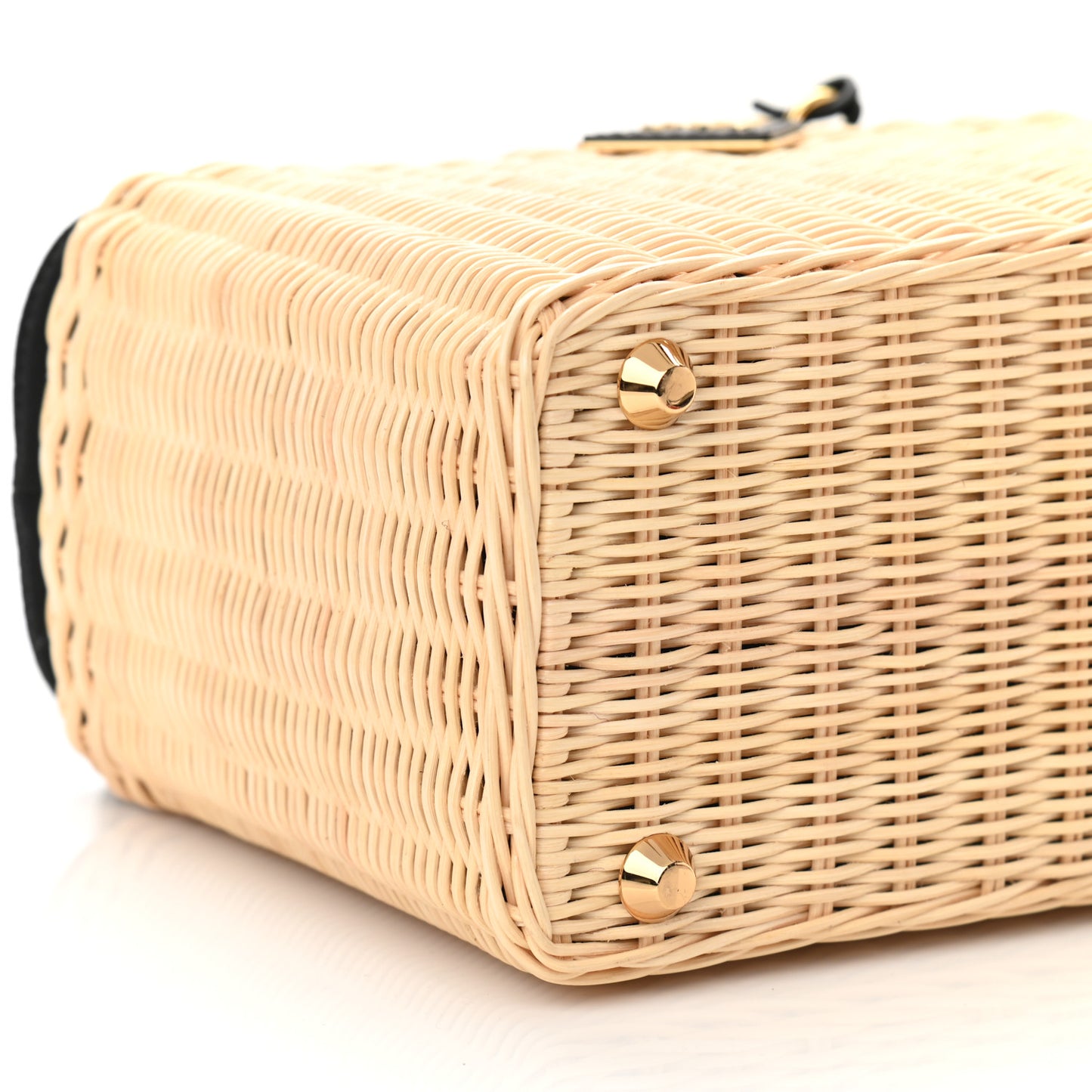 Wicker Canvas Shoulder Bag Black