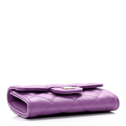 Chanel Caviar Quilted Flap Card Holder Wallet Purple 4 of 12