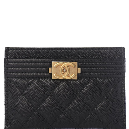 Chanel Caviar Quilted Boy Card Holder Black 6 of 8