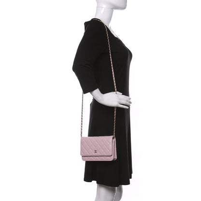 Chanel Caviar Quilted Wallet On Chain WOC Light Pink 2 of 12
