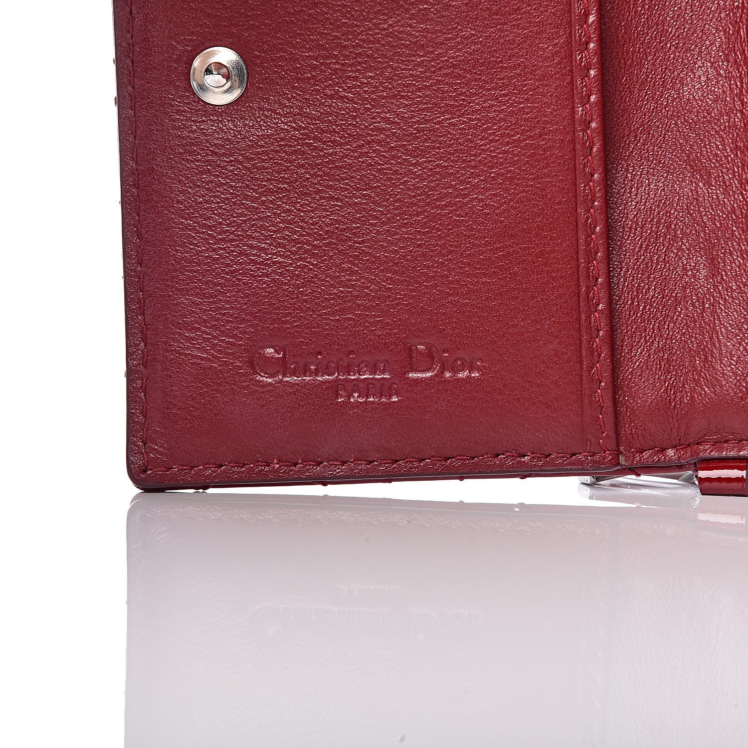 Christian Dior Patent Cannage Small Lady Dior Flap Card Holder Scarlet 6 of 11