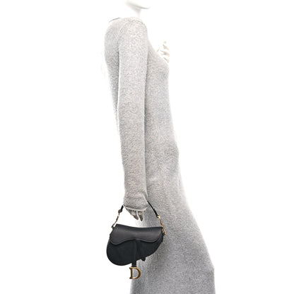 Christian Dior Grained Calfskin Mini Saddle Bag Black 2 of 12