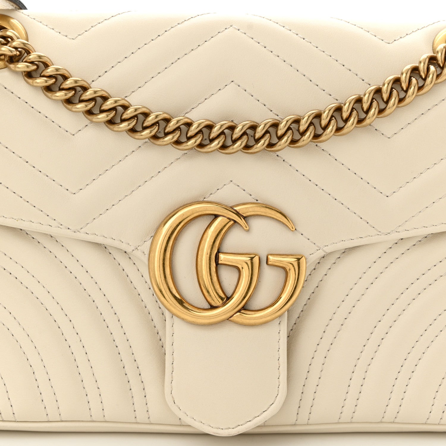 Gucci Calfskin Matelasse Small GG Marmont Shoulder Bag White 8 of 11