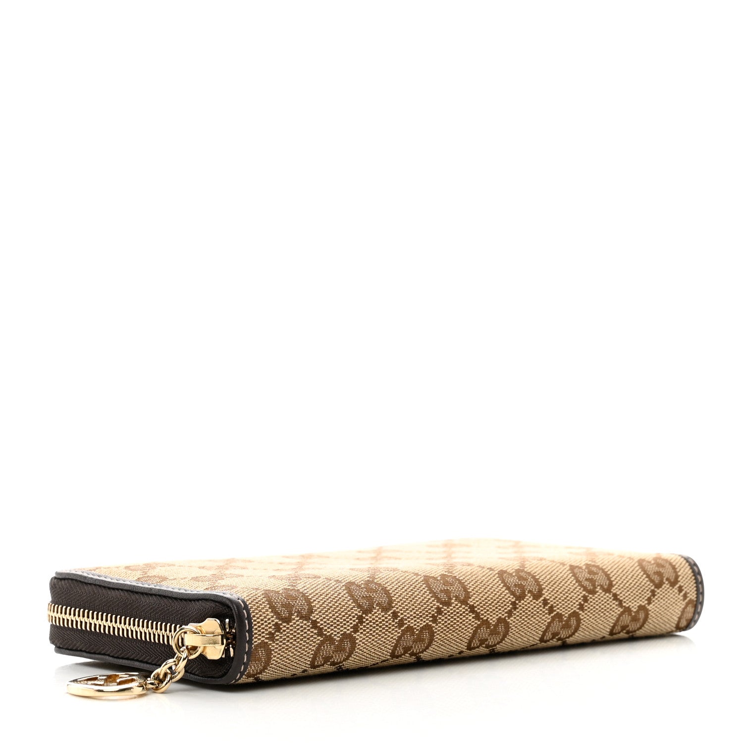 Gucci Monogram Margaux Calfskin Lovely Zip Around Wallet Beige Ebony Cocoa 4 of 9