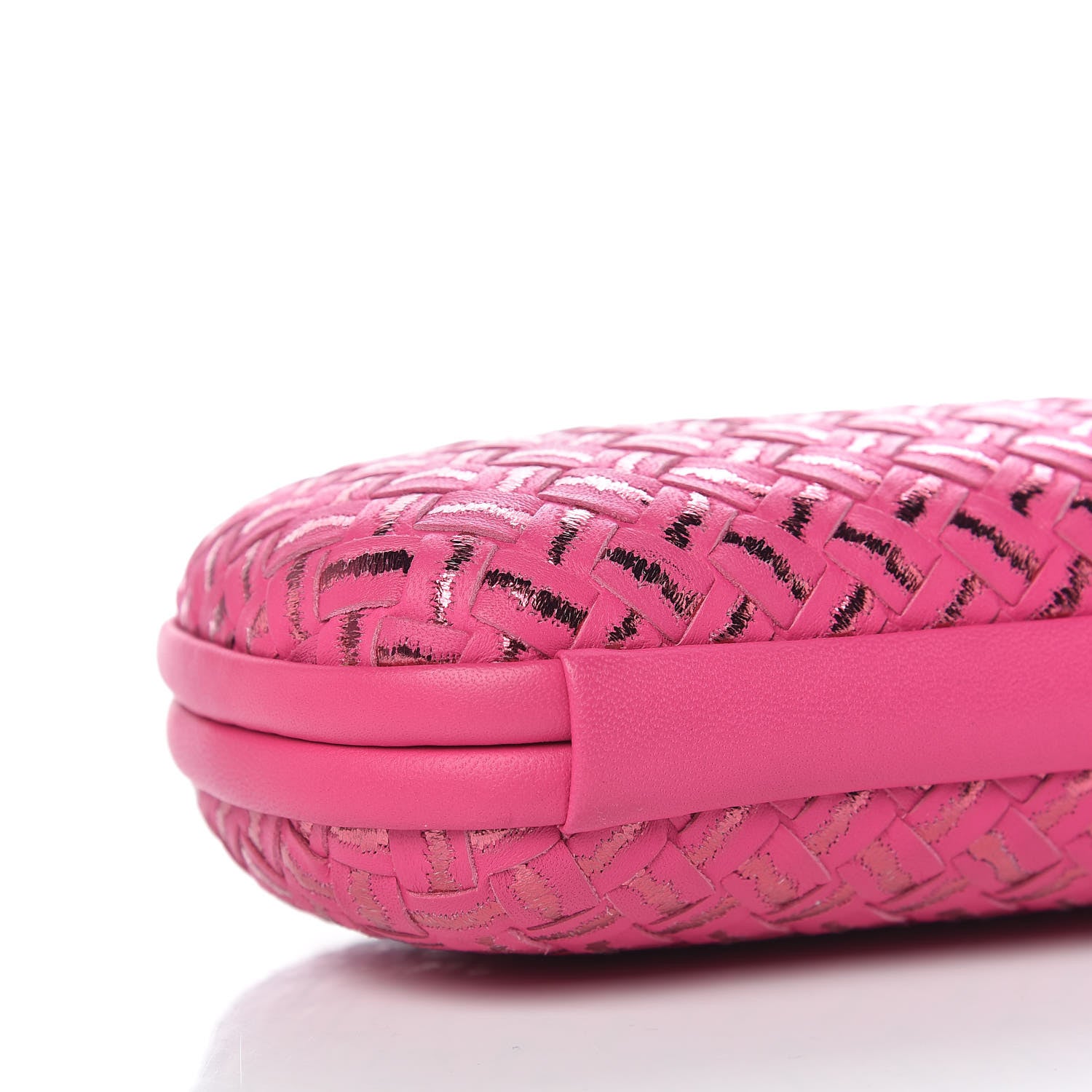 Bottega Veneta Nappa Intrecciato Metallic Placcato Knot Clutch Rose Shock 7 of 13