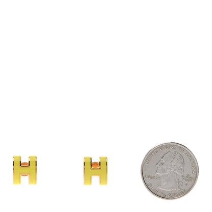 Hermes Gold Lacquered Mini Pop H Earrings Jaune Sature 2 of 5