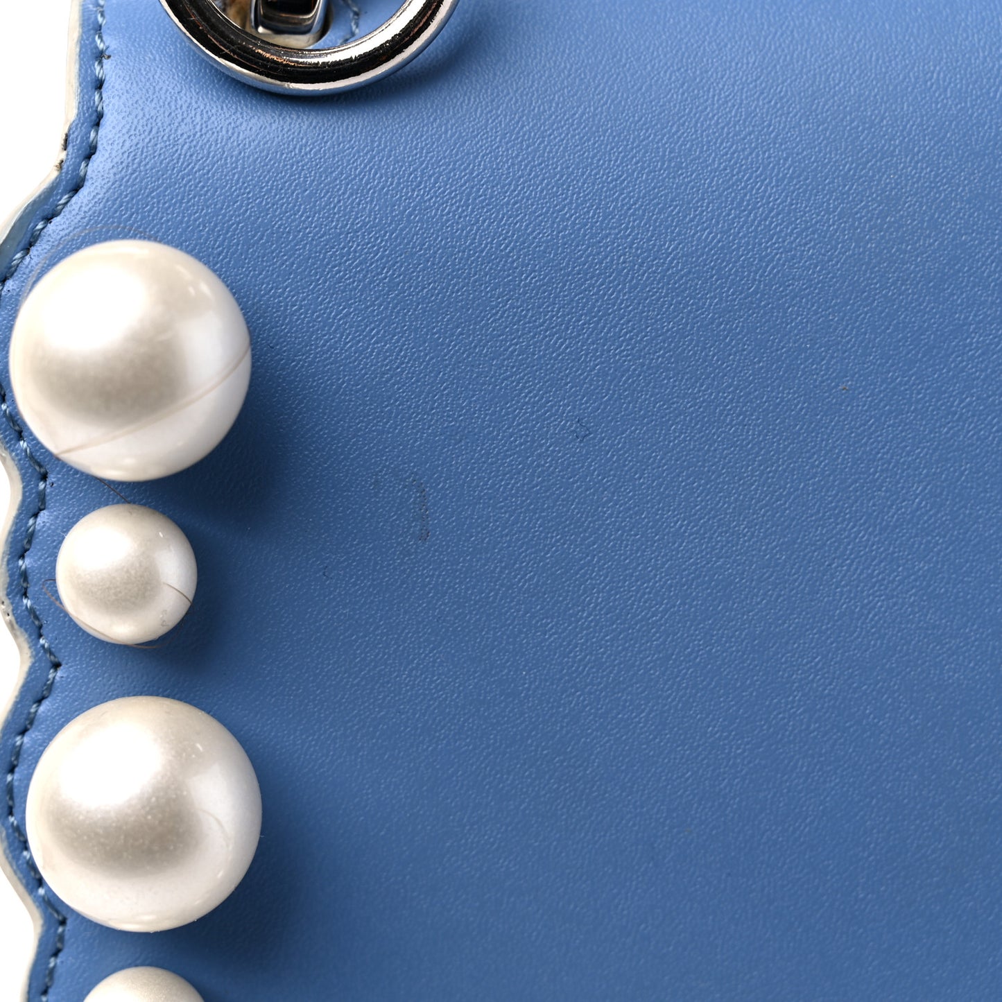 Vitello Liberty Pearl Scalloped Small Kan I Shoulder Bag Nebula Blu Scuro