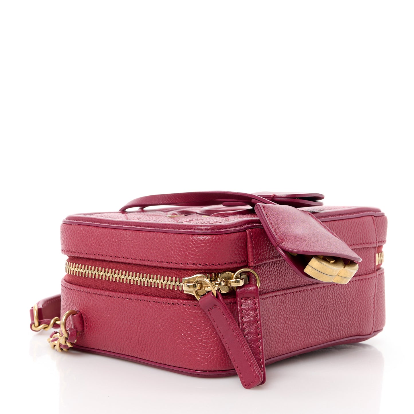 Caviar Quilted Small CC Filigree Vanity Case Burgundy