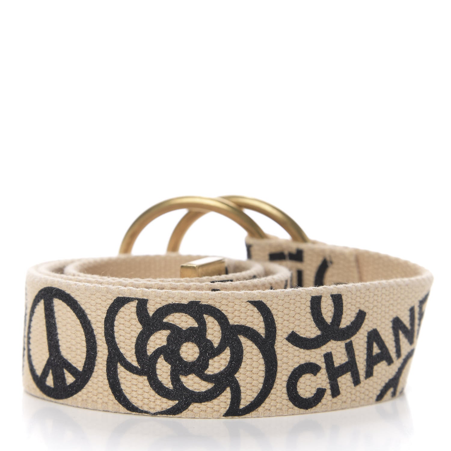 Chanel Canvas CC Logo Belt 80 32 Beige 2 of 3