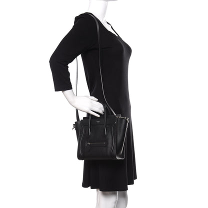 Celine Drummed Calfskin Nano Luggage Black 2 of 9