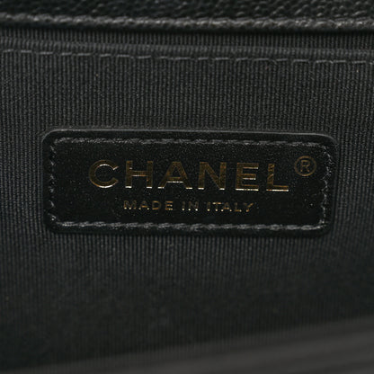 Chanel Caviar Chevron Quilted Medium Boy Flap Black 7 of 10