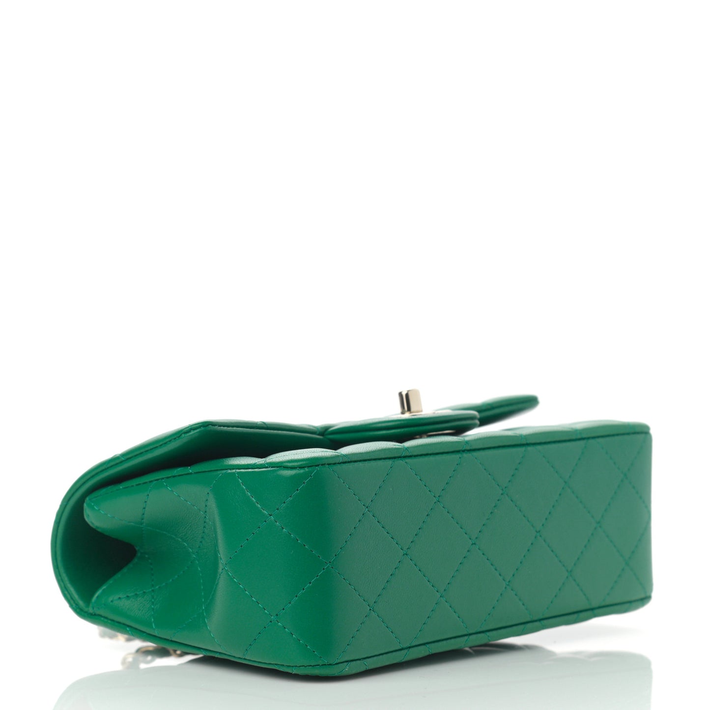 Lambskin Quilted Mini Top Handle Rectangular Flap Green