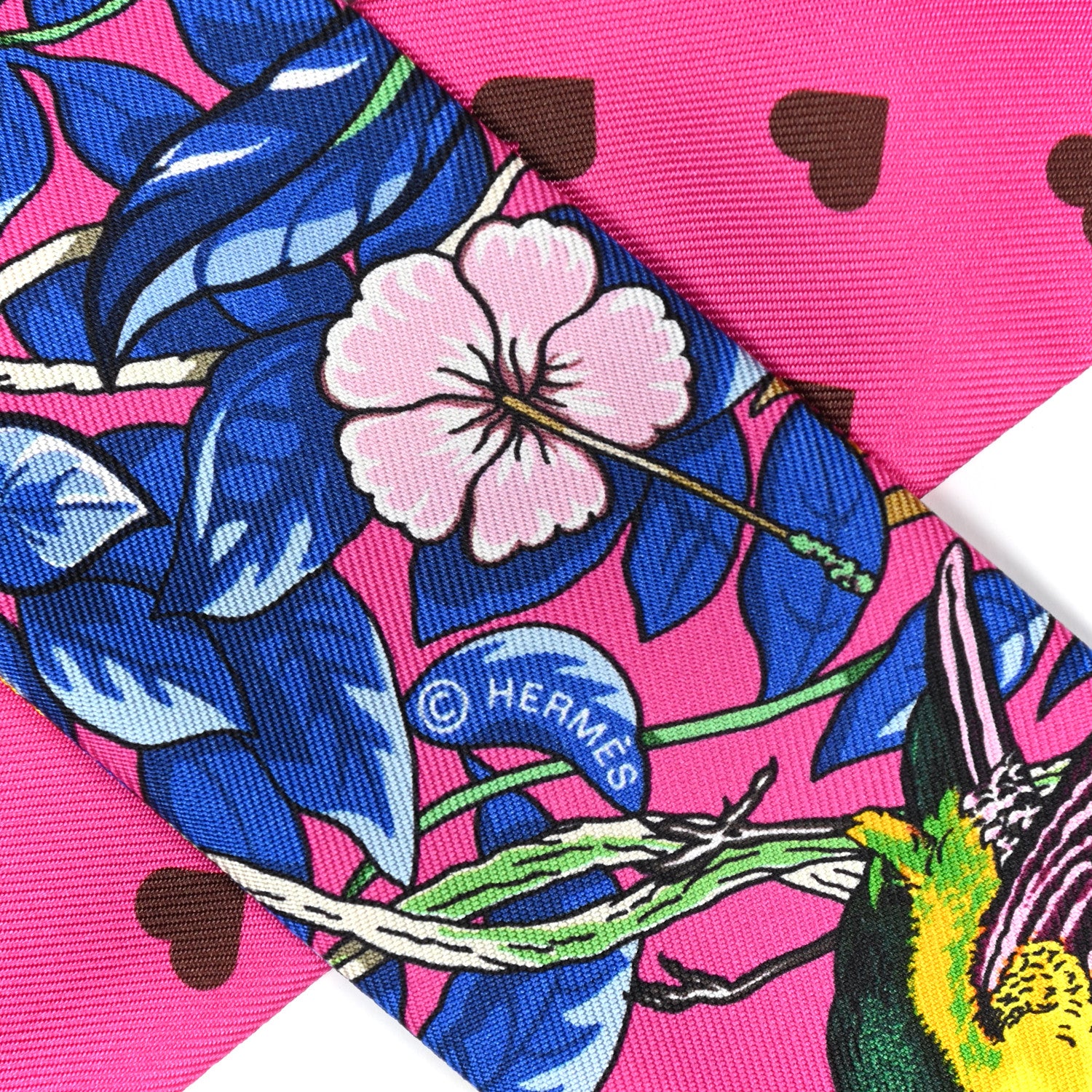 Hermes Silk Jungle Love Love Twilly Rose Vif Bleu Roy 4 of 6