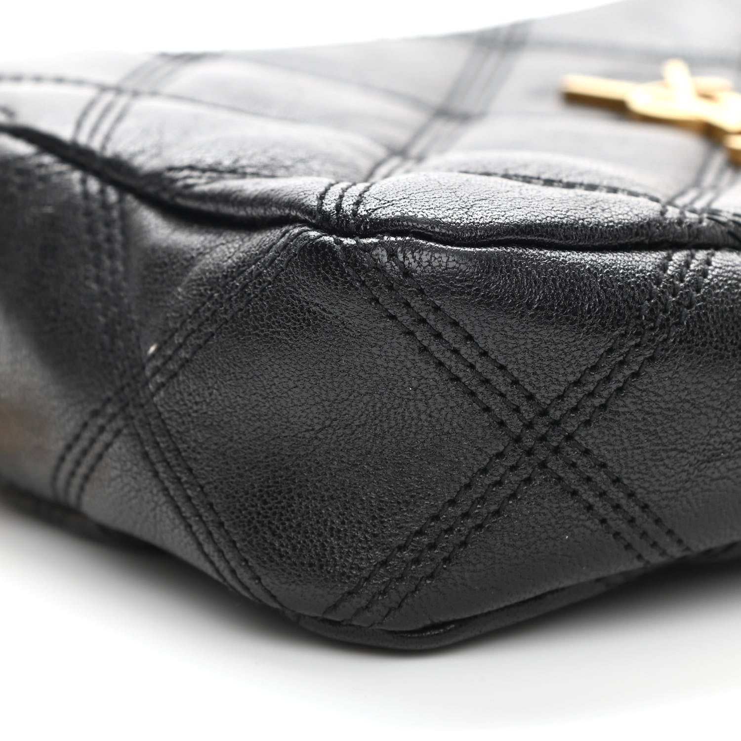Saint Laurent Grained Lambskin Quilted Mini Becky Double Zip Bag Black 10 of 10