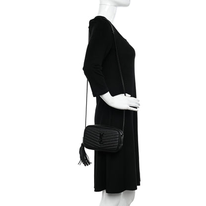 Saint Laurent Grain De Poudre Matelasse Monochrome Monogram Mini Lou Camera Bag Black 2 of 10