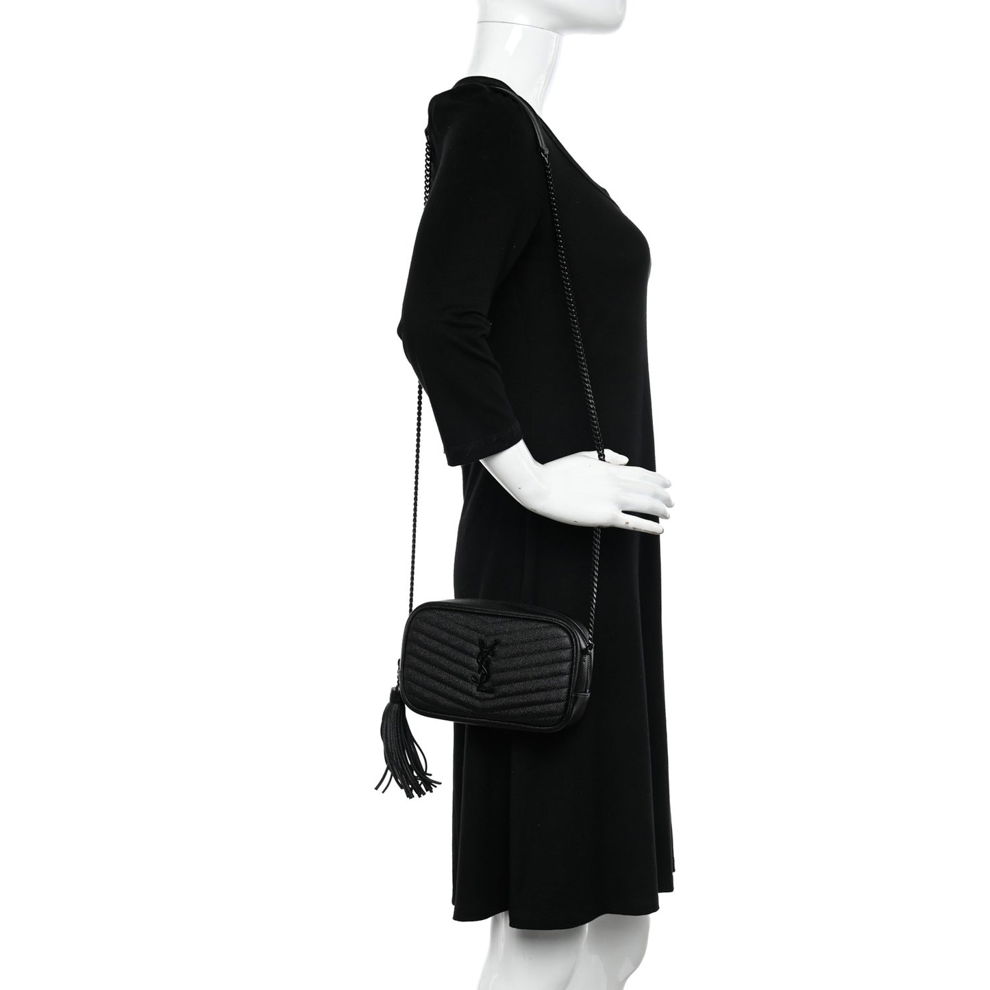 Grain De Poudre Matelasse Monochrome Monogram Mini Lou Camera Bag Black