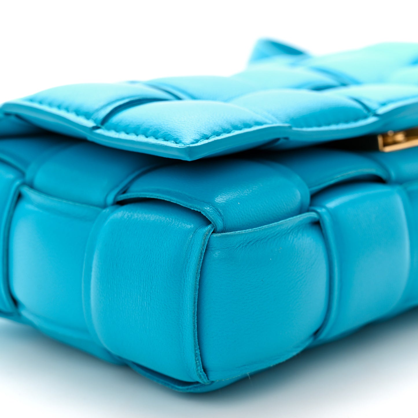 Nappa Maxi Intreccio Small Padded Cassette Crossbody Bag Pool
