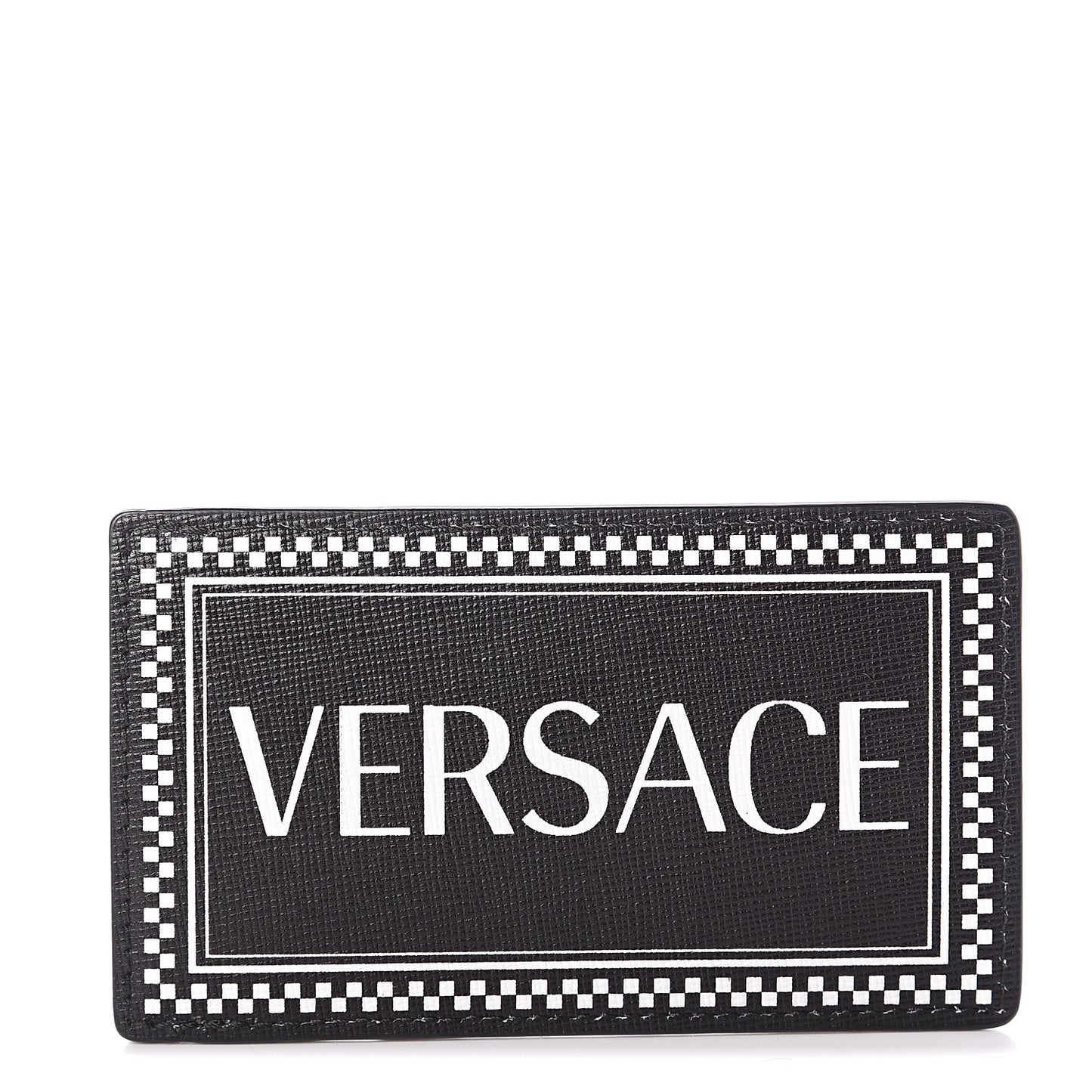 Calfskin 90's Vintage Logo Card Holder Black White