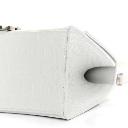 Balenciaga Calfskin Crocodile Embossed Small Hourglass Top Handle Bag White 10 of 15