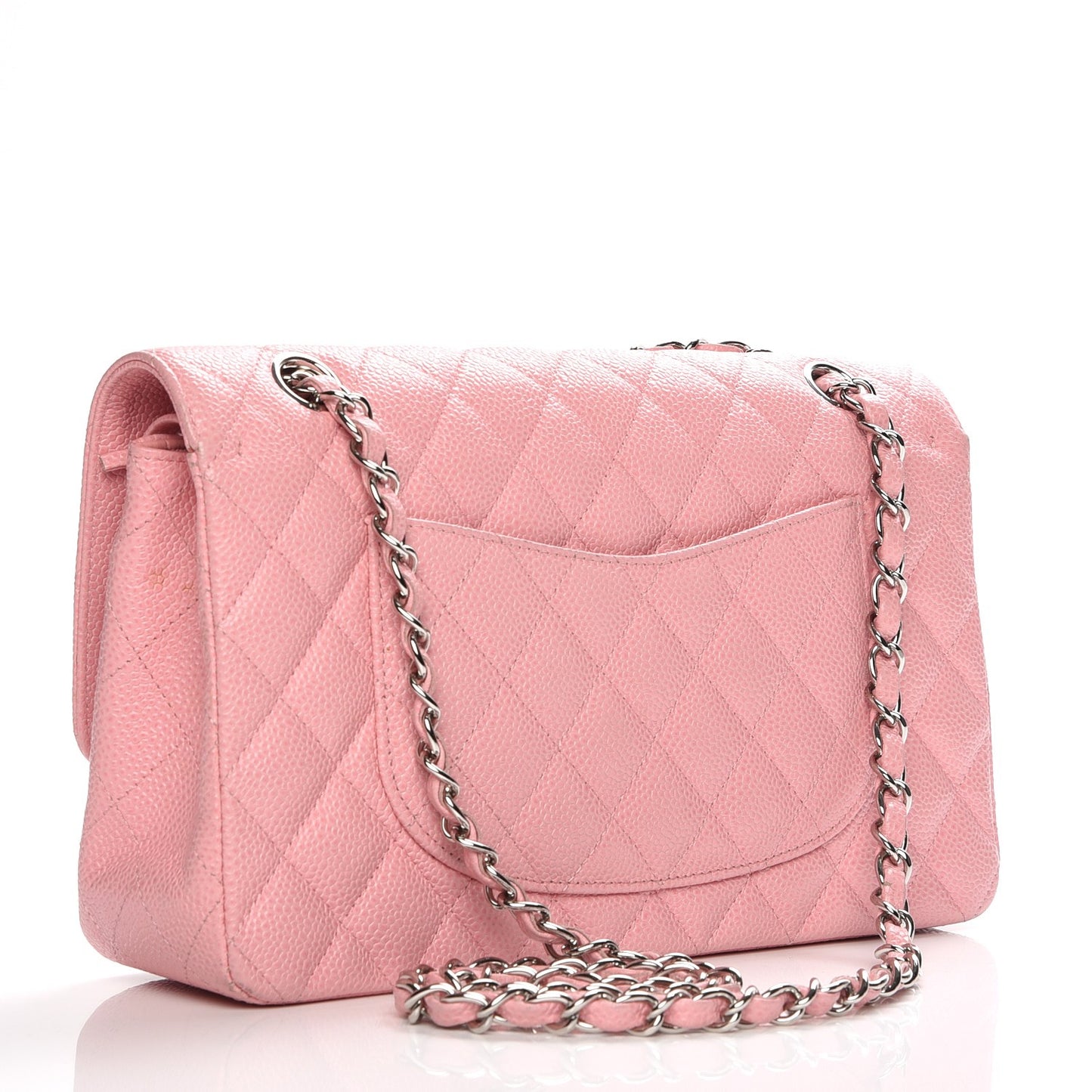 Caviar Quilted Medium Double Flap Pink