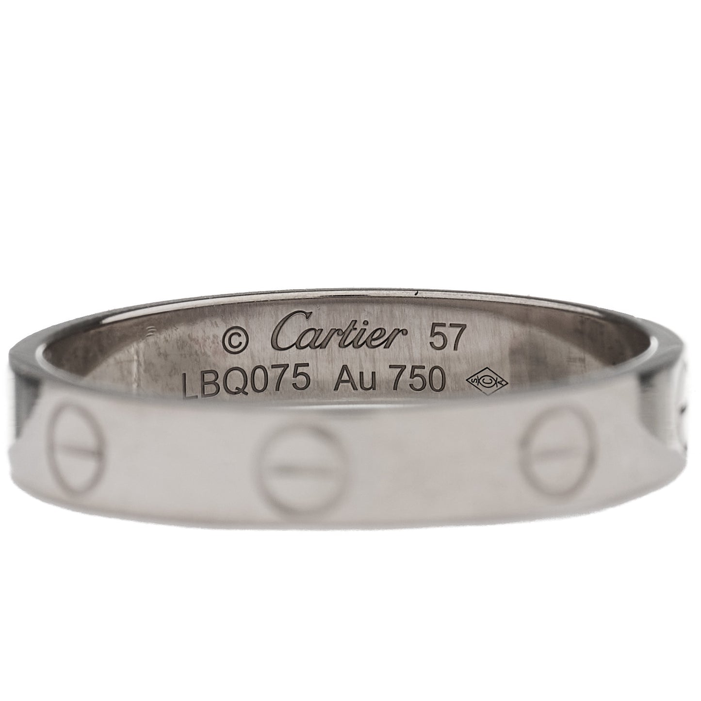 18K White Gold 3.5mm LOVE Wedding Band Ring 57 8