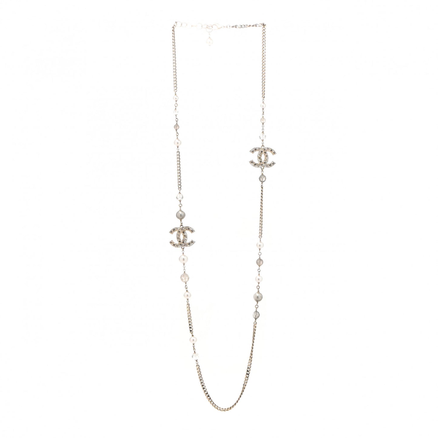 Gripoix Pearl CC Long Necklace Gold