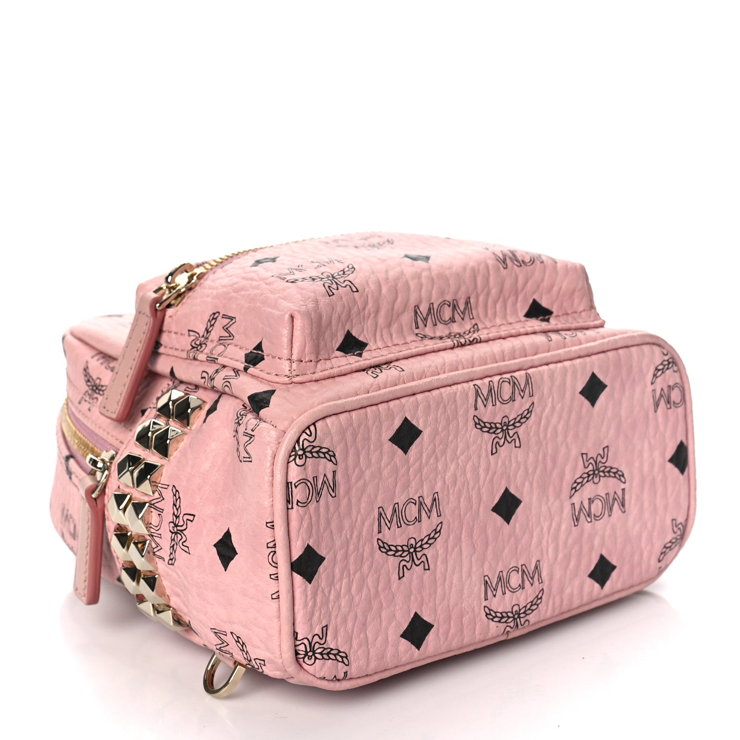 MCM Visetos Side Stud X-Mini Stark Bebe Boo Backpack Soft Pink 3 of 7
