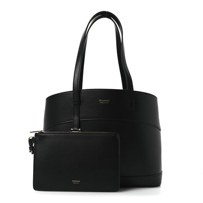 Salvatore Ferragamo Calfskin Charming Tote Black 3 of 13