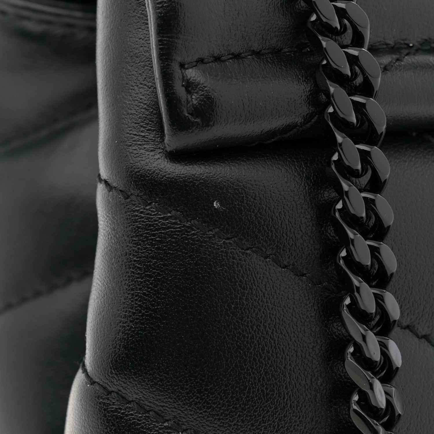 Saint Laurent Calfskin Y Quilted Monogram Monochrome Small Loulou Chain Satchel Black 11 of 12