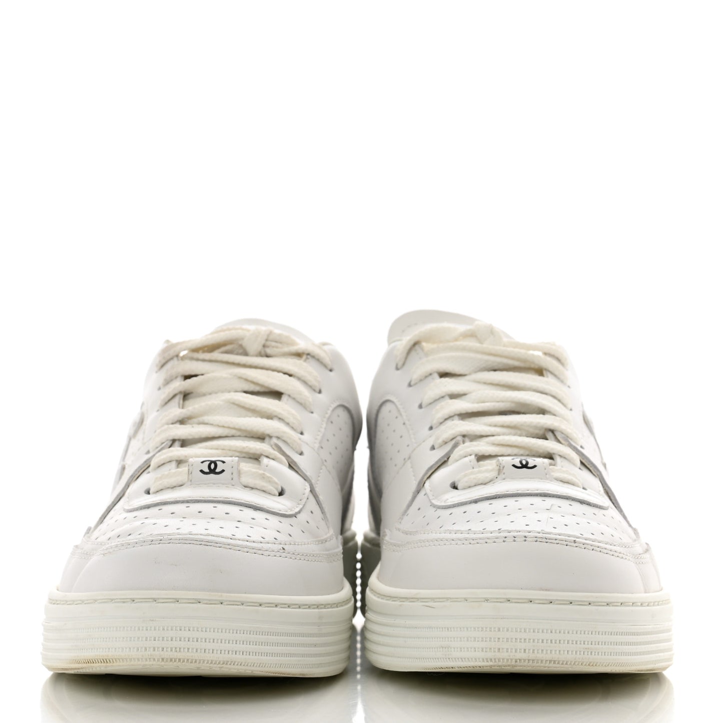 Calfskin CC Womens Sneakers 38.5 White
