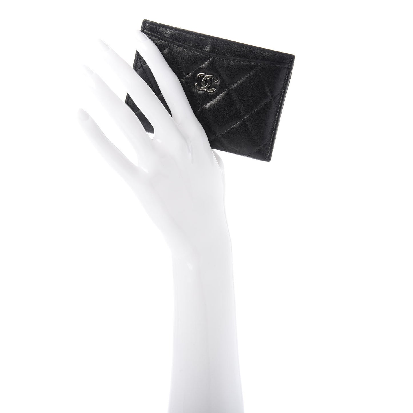 Lambskin Quilted Card Holder Black